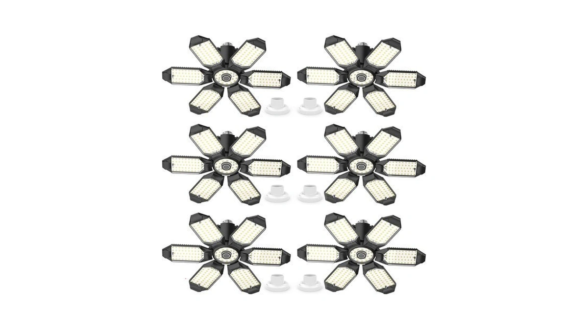 Eqquorva 6 Pack 220w Garage Light Ceiling Led Deformable Led