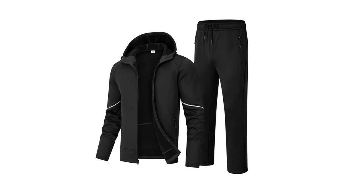 Rdruko Men's Fleece Track Sweat Suit 2 Piece Set Hooded
