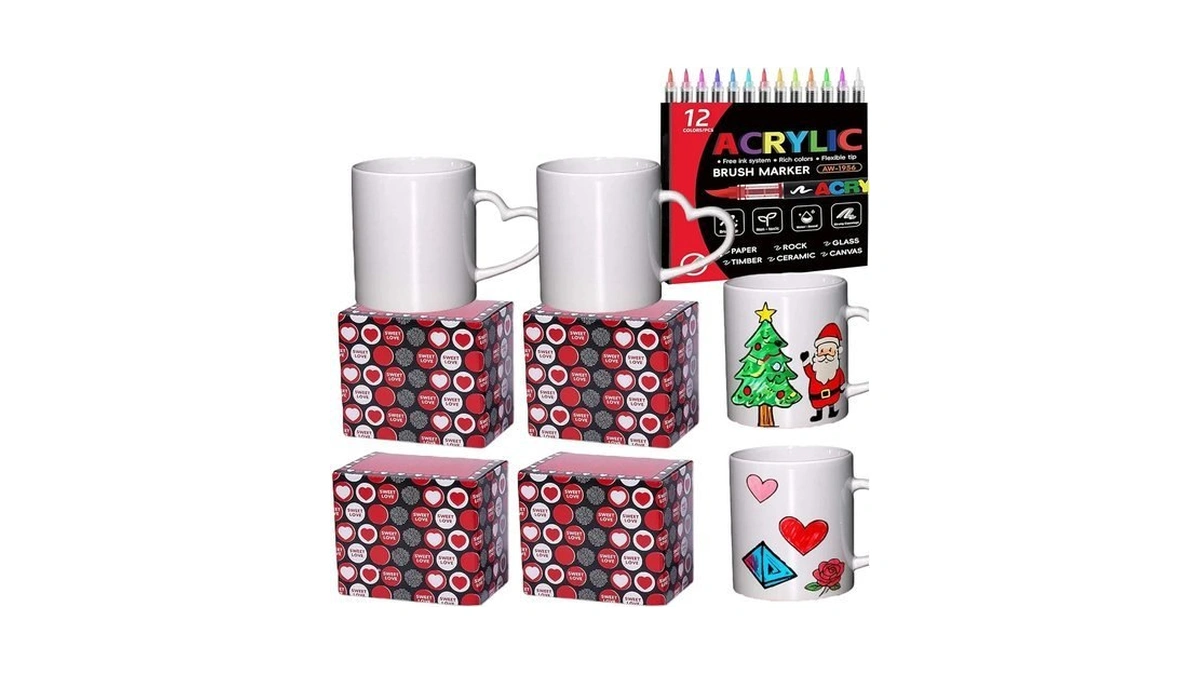 Lmminbz 4 Pcs Mug Painting Kit Paint Your Own Mug