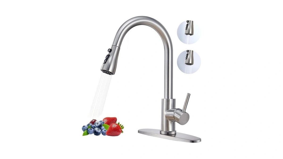 Atpcoltd Brushed Nickel Pull Down Sprayer Stainless Steel Kitchen Faucet