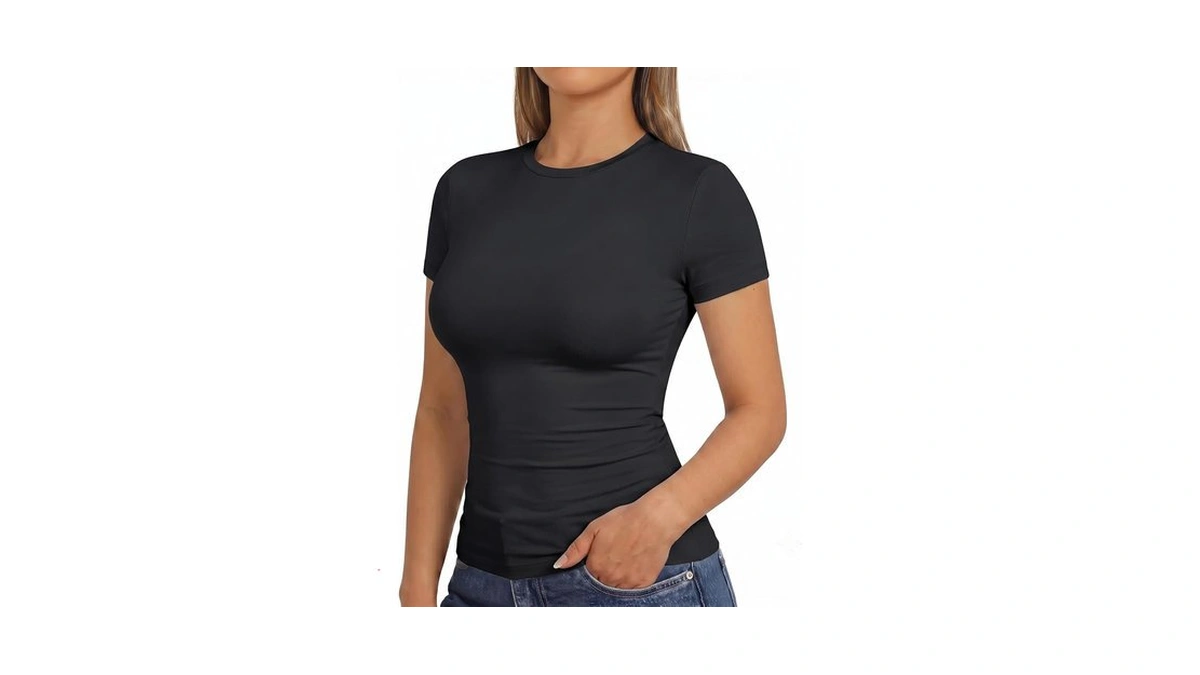 Tutqi Womens Short Sleeve T Shirts Summer Tops Black Basic