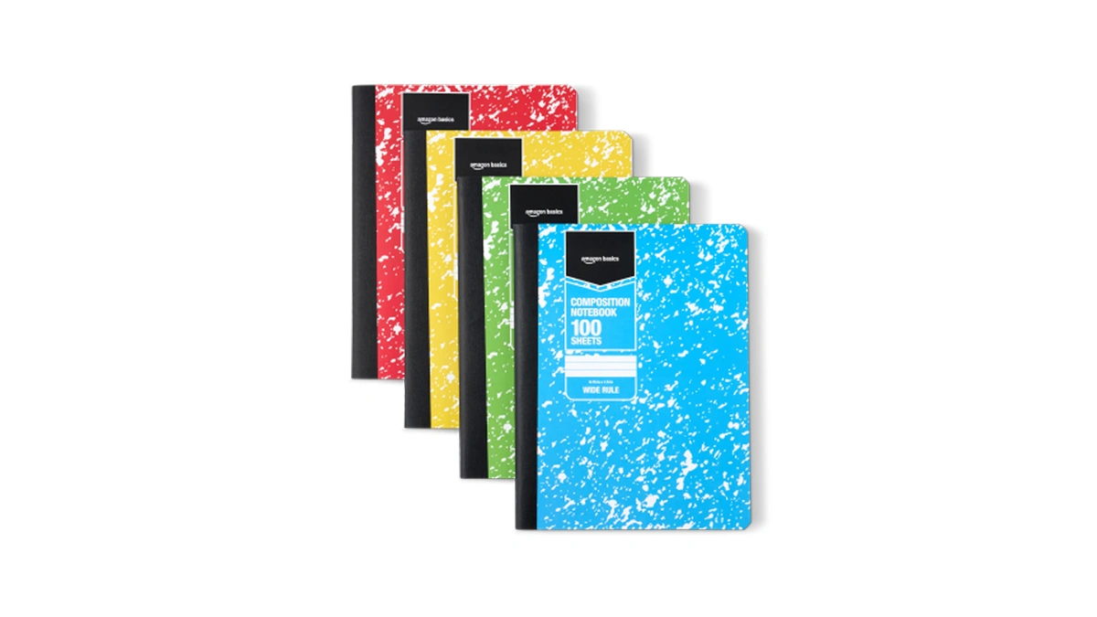 Amazon Basics Composition Notebook, Wide Ruled, 100 Sheets, 9.75" X