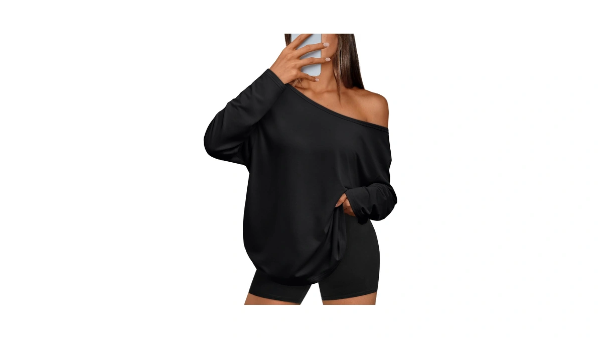 Trendy Queen Womens Off The Shoulder Oversized Tops Black M