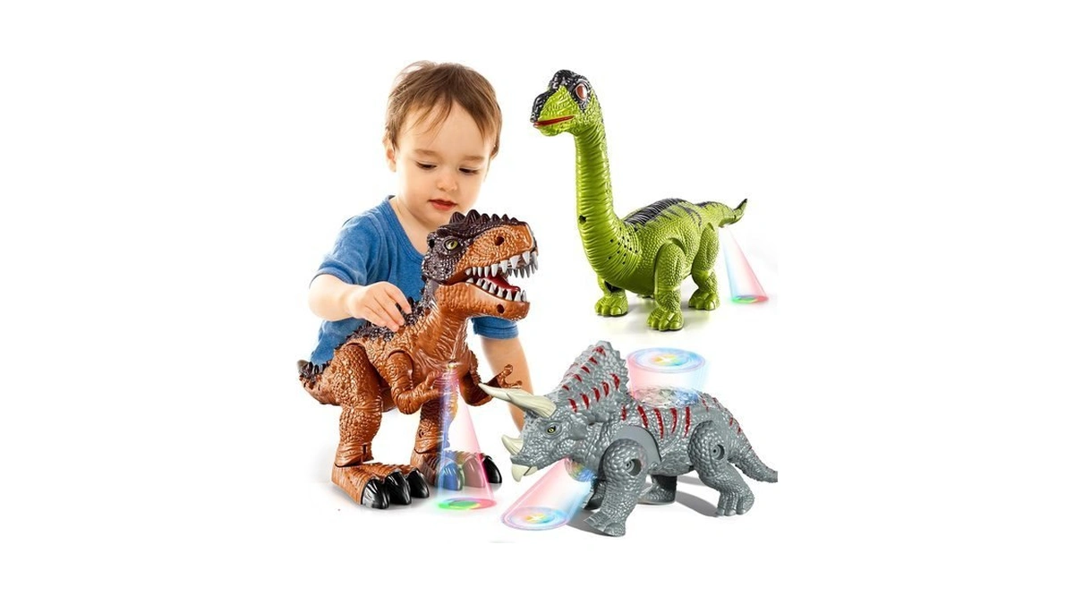 3 Pack Walking Dinosaurs Toys For Boys Kids 3-5 5-7