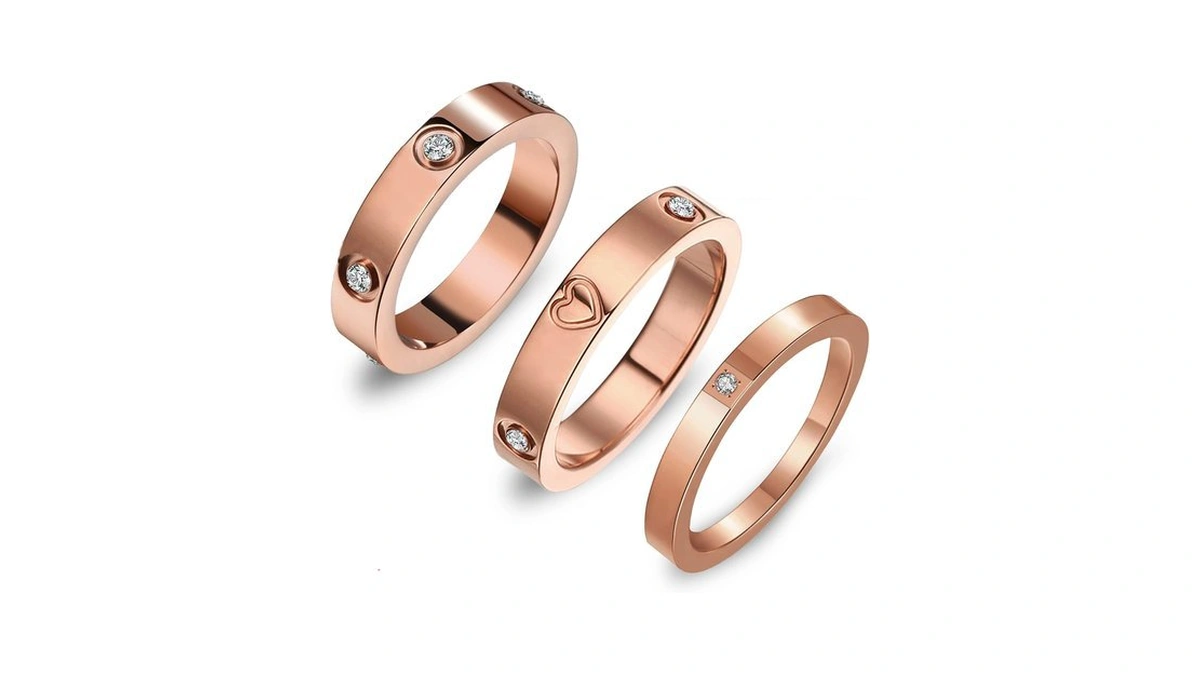 Chuqiu 3pcs Love Friendship Ring Gold Ring Sets For Women