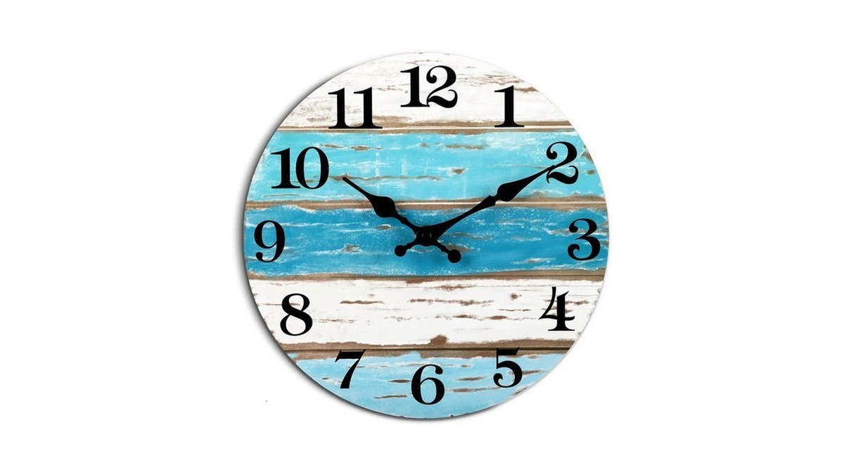 Chylin Wall Clock Beach Battery Operated Silent Non-ticking 8" Coastal