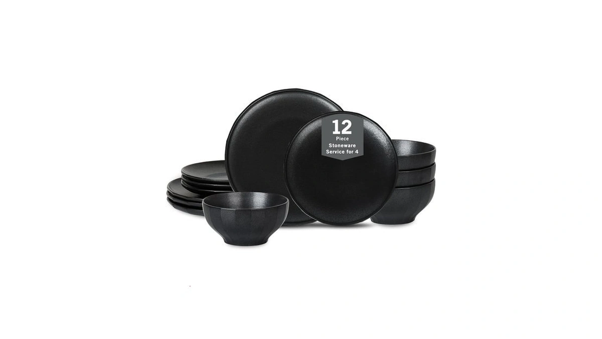 Stone Lain Rio 12-piece Dinnerware Set Stoneware, Black