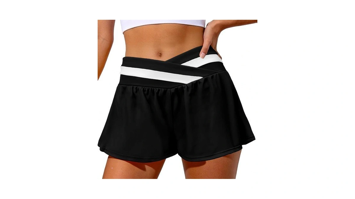 2 In 1 Flowy Shorts For Women High Waisted Crossover