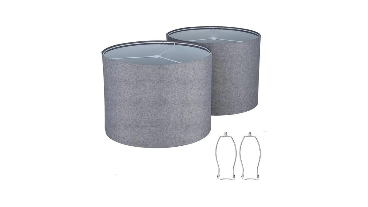 Ruiever Drum Lampshades Set Of 2, Natural Linen Lampshade 13"