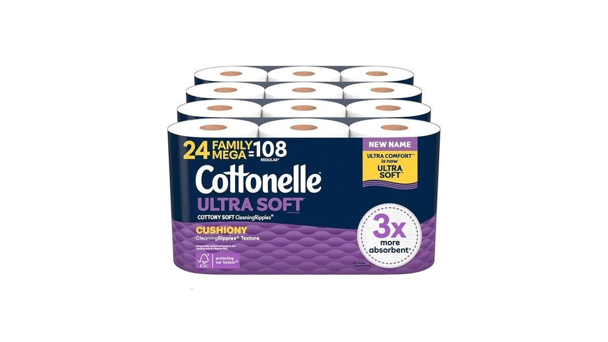 Cottonelle Ultra Soft Toilet Paper, 24 Family Mega =108 Regular