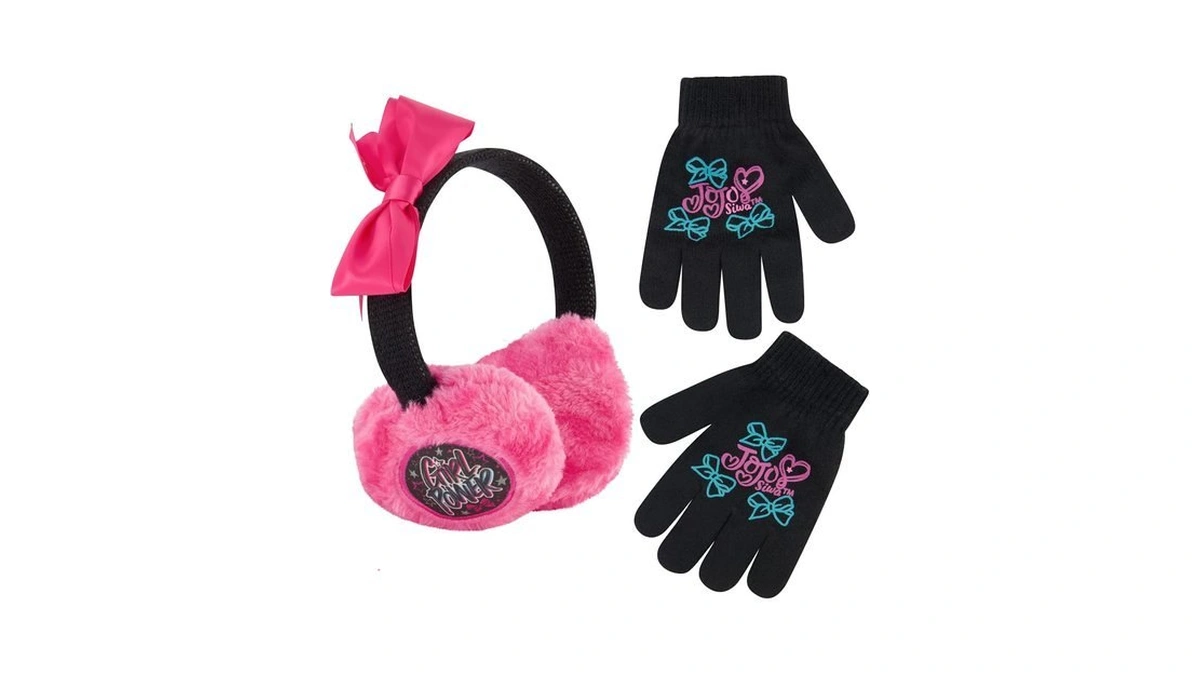 Nickelodeon Girls Winter Plush Earmuffs And Glove Set, Jojo Siwa