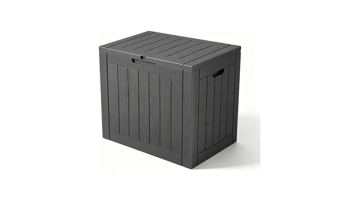 32 Gal Outdoor Storage Box Waterproof Lockable,deck Box, Charcoal Black