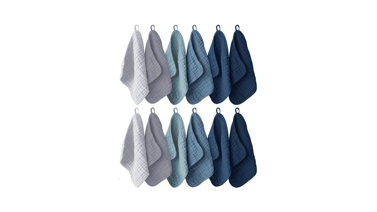Ease Cubs 12 Pack Muslin Washcloths For Baby - 100%