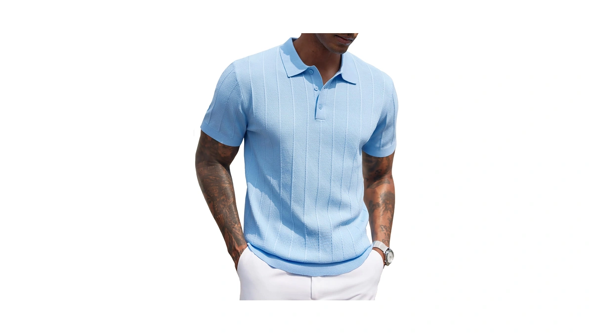 Coofandy Mens Golf Shirts Short Sleeve Classic Fit Knit Polo