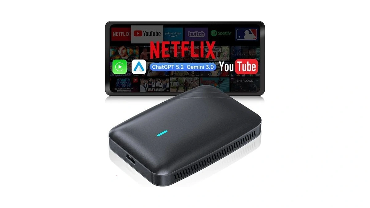 Atotoselect Wireless Carplay & Android Auto Adapter Support Youtube/netflix