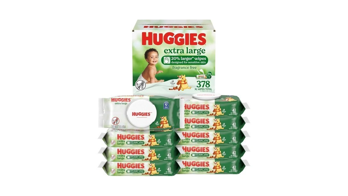 Huggies Extra Large Baby Wipes, Unscented, 9 Packs, 378 Wipes