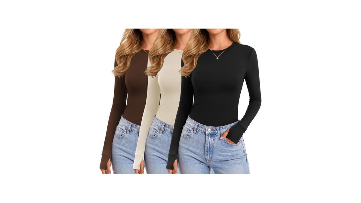 Ekouaer 3 Pack Long Sleeve Shirts For Women With Thumb