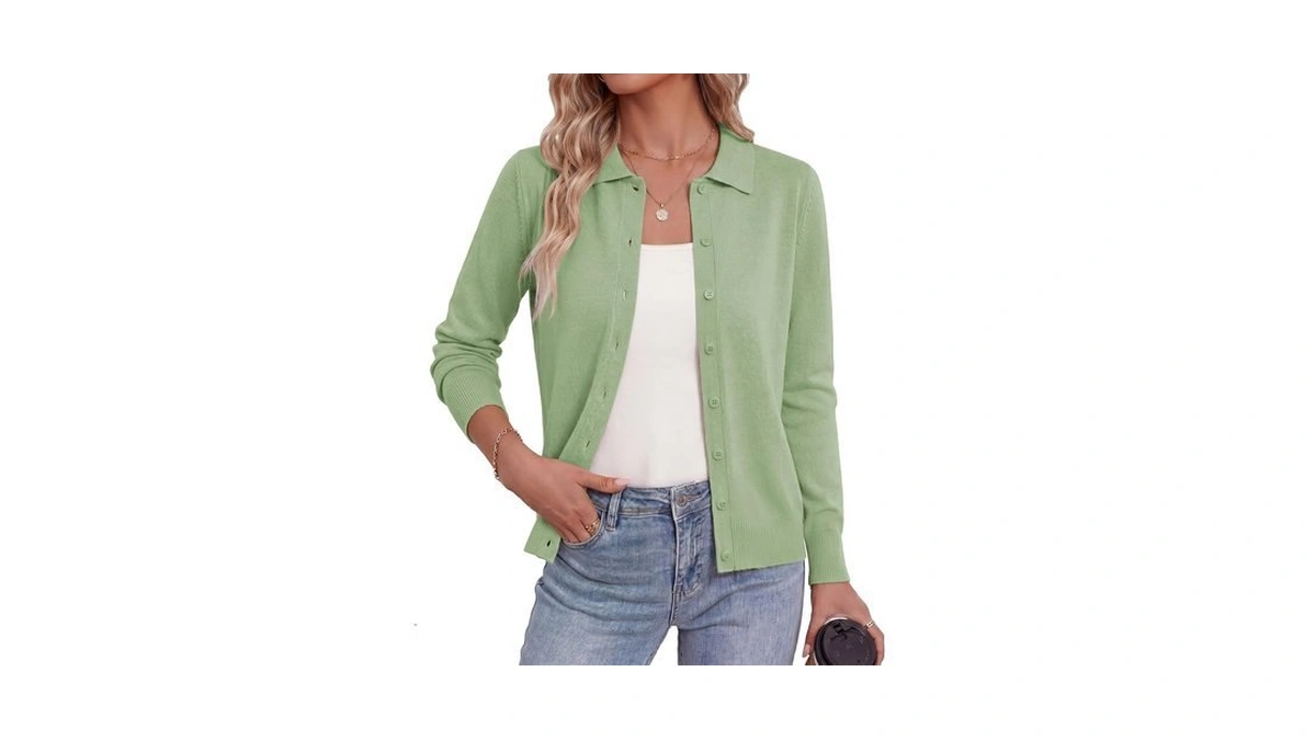 Grace Karin Women's Long Sleeve Cardigans Lightweight Fall Sweaters,green,l