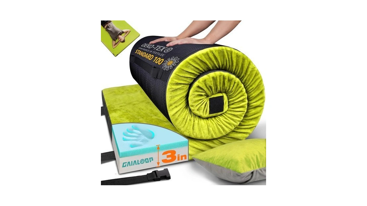 Gaialoop 3 Inch Memory Foam Camping Mattress, Dual Layer Thick