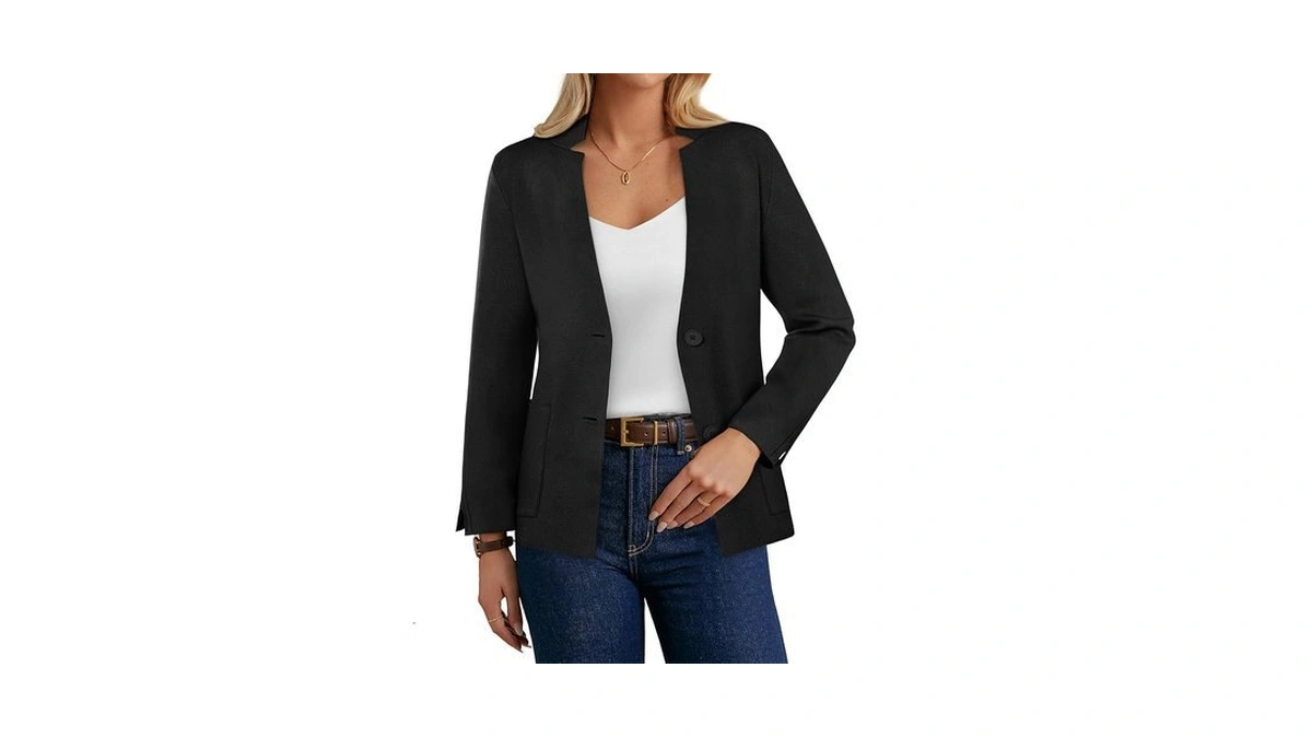 Grace Karin Black Sweater Blazer For Women Business Casual Knit