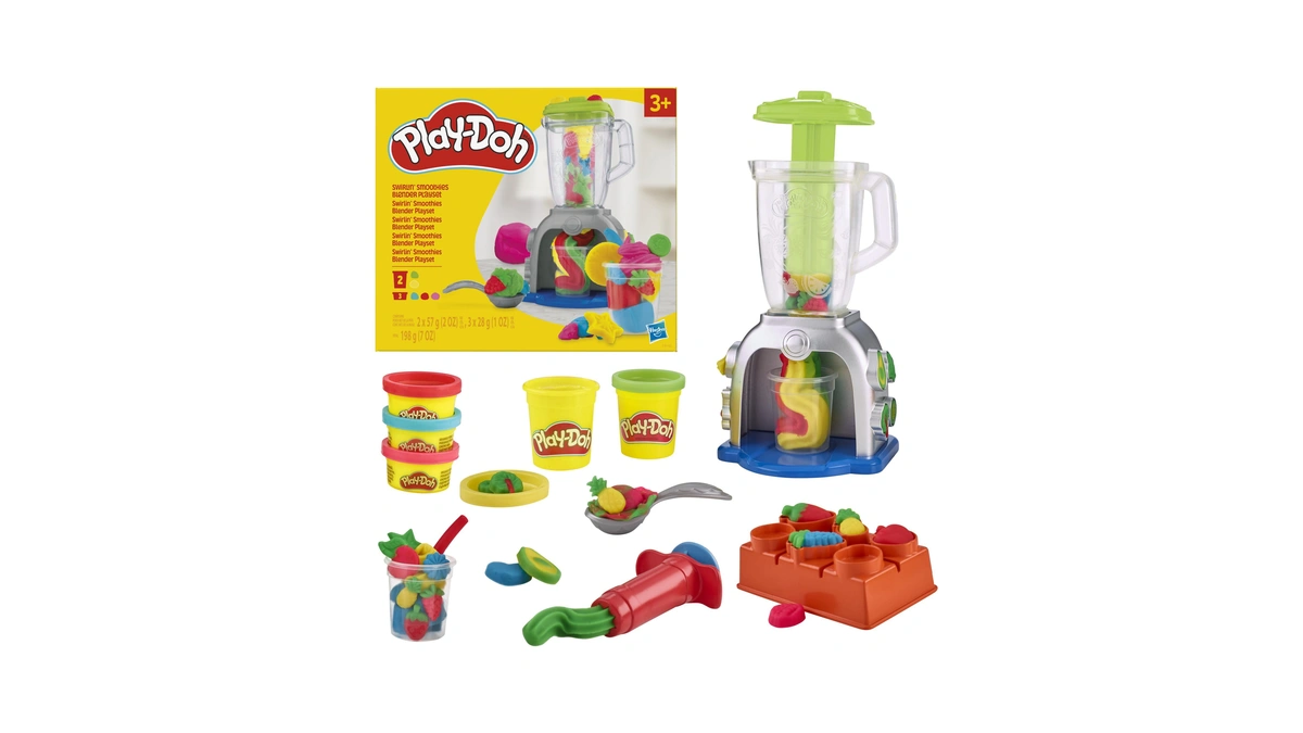 Play Doh Swirlin' Smoothies Toy Blender Playset, Play Kitchen Appliances,