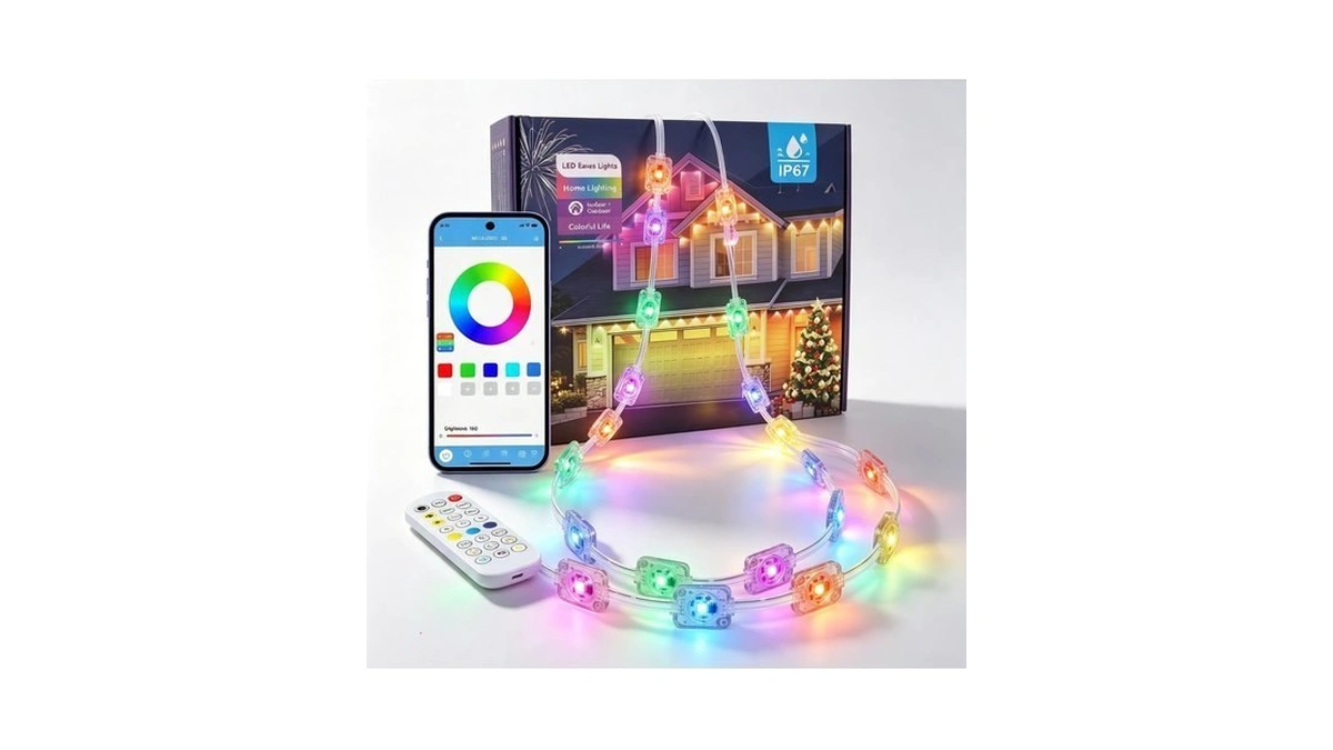 Xirtneduav 100ft Smart Permanent Outdoor Lights Eaves String
