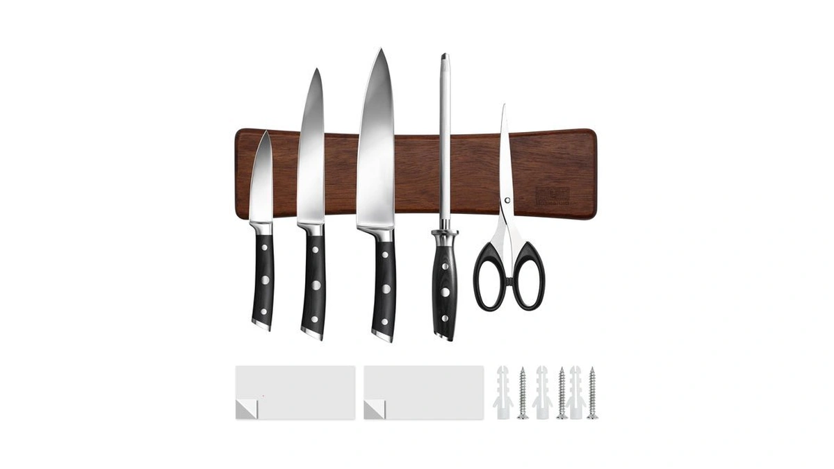 Hoshanho Knife Magnetic Strip, Acacia Wood Powerful Magnetic Knife Holder