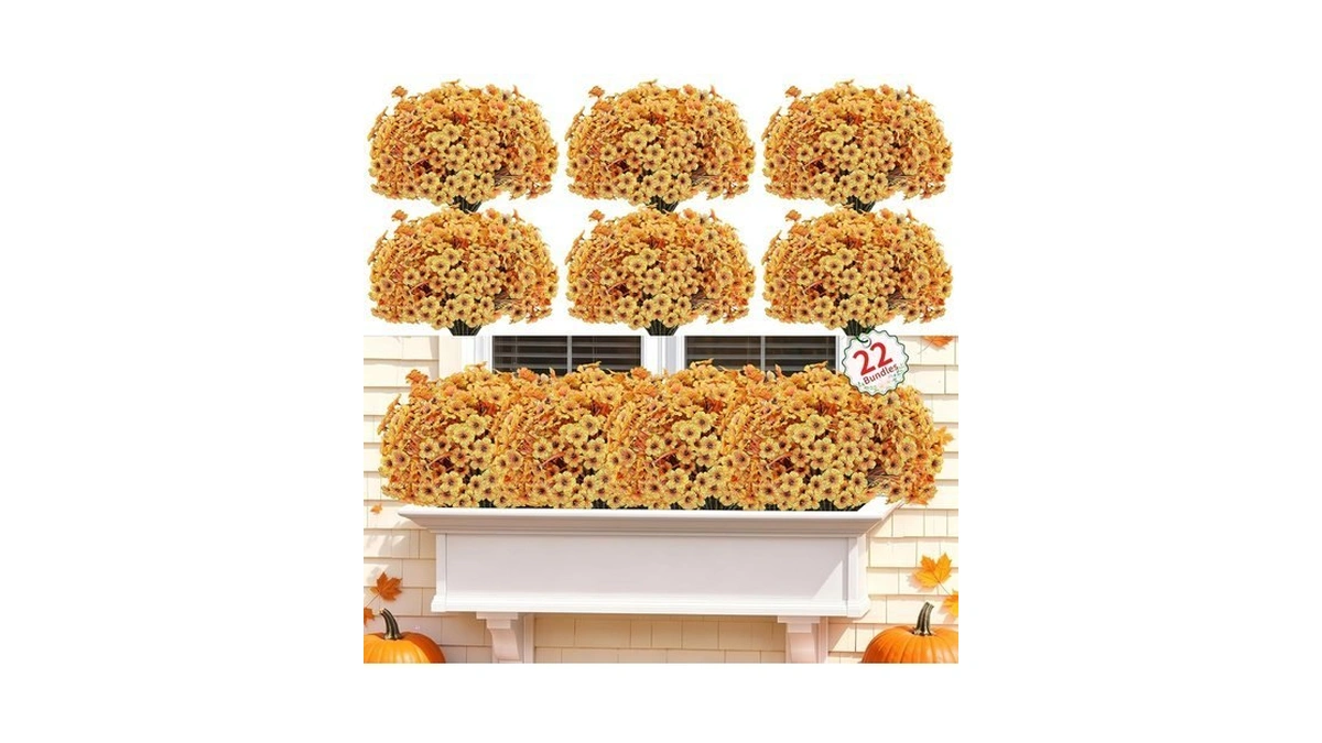 Powbrace 22 Pack Fall Artificial Flowers For Outdoor Indoor (autumn