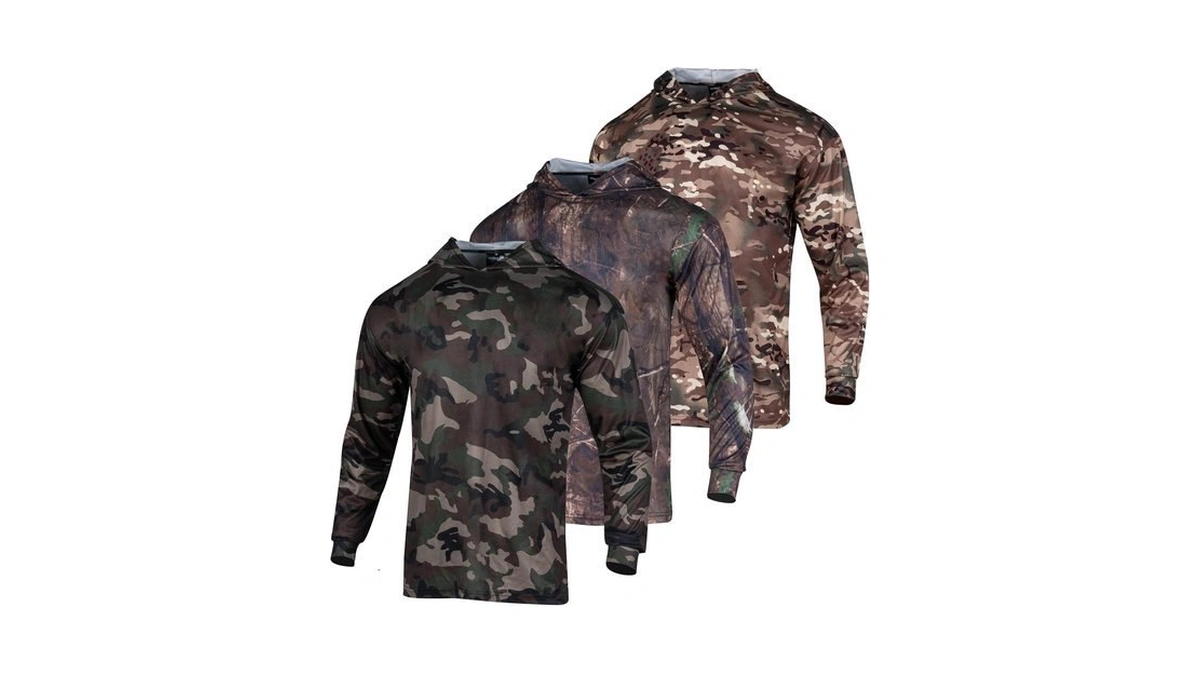 Wisigo Camo Hoodies 3pcs Hunting Long Sleeve Camouflage Shirts For