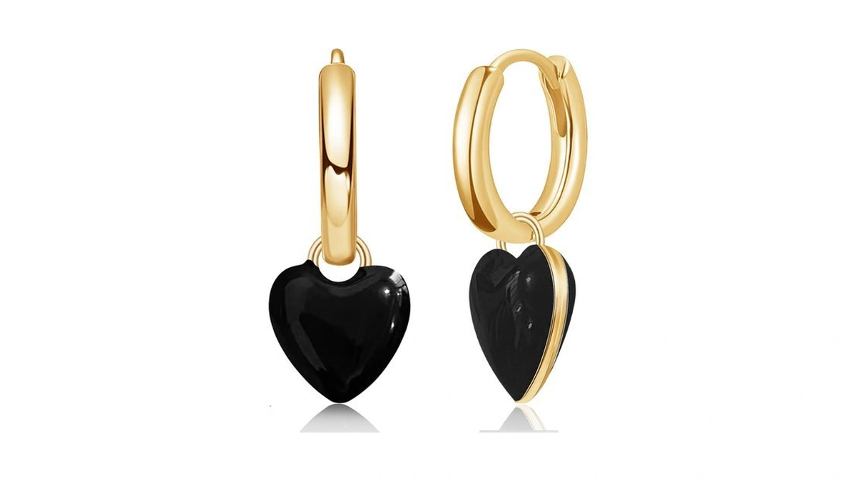 Kvanu Personalized Exquisite Heart-shaped Double-sided Three-dimensional Alloy Enamel Huggie Earrings