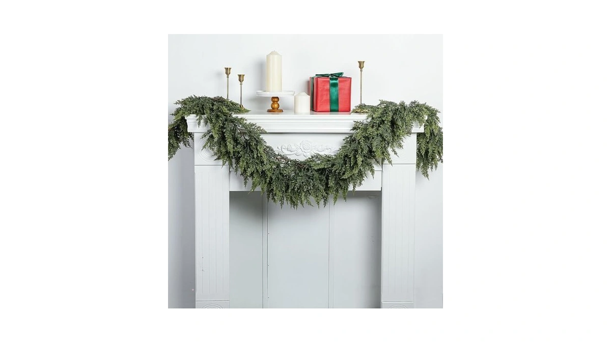 2 Pcs Christmas Norfolk Pine Garlands, 6ft 2 Color Artificial