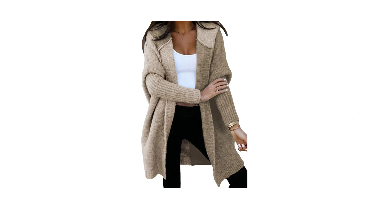 Astylish Womens Winter Warm Patchwork Cardigan Sweaters Deep Khaki 2xl