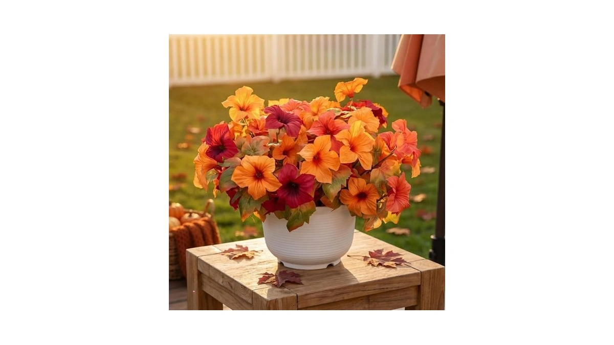 Fullmusic Autumn Artificial Flowers For Outdoors, Uv Resistant Fake Morning