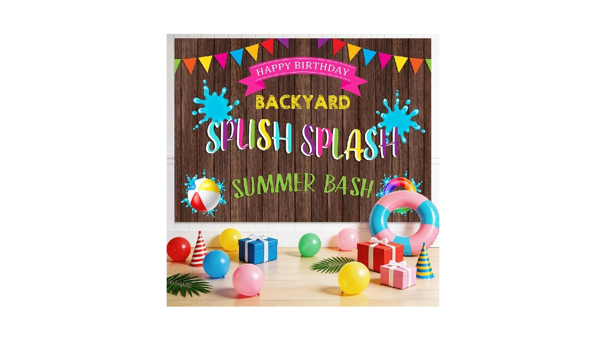 Ablin 7x5ft Summer Pool Party Backdrop For Birthday Splish Splash