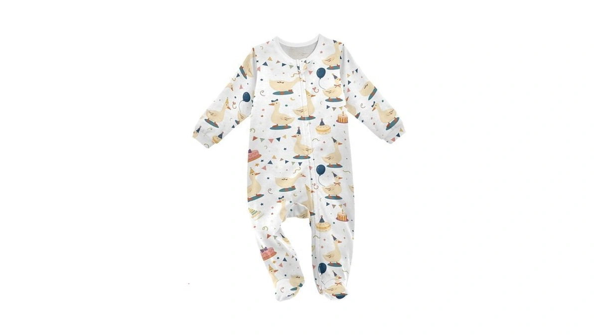 Dussdil Birthday Goose Duck Cakes Baby One-piece Footies Newborn Rompers