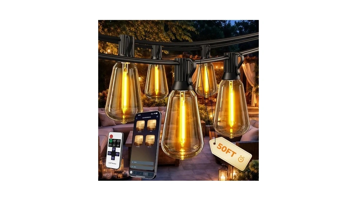 Ecoeve Outdoor String Lights, 50 Ft Patio Lights For Outside