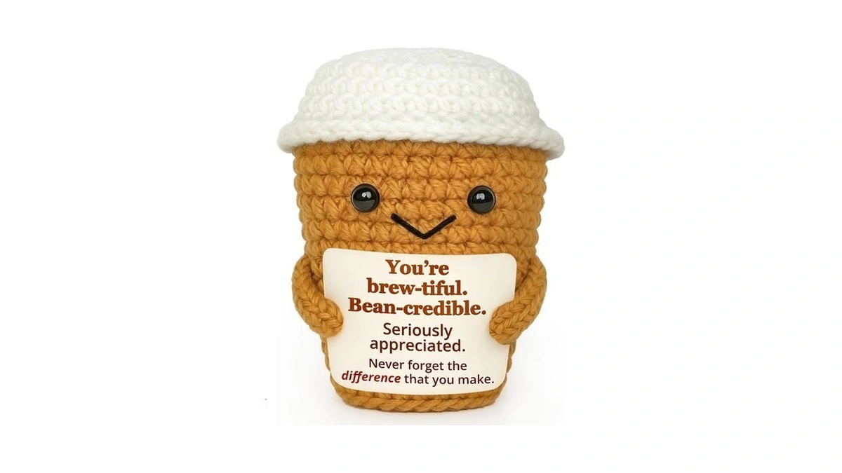 Krinisou Coffee Lovers Gifts For Women, Positive Espresso Emotional Crochet