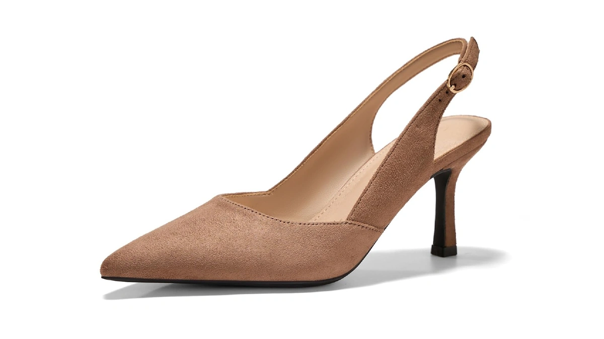 Gotsoft Womens Slingback Kitten Heels Closed Pointed Toe Pumps Dress