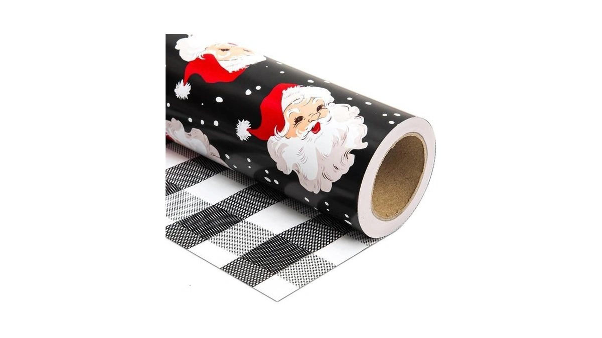 Vnaaem Reversible Santa Christmas Wrapping Paper For Men Women -