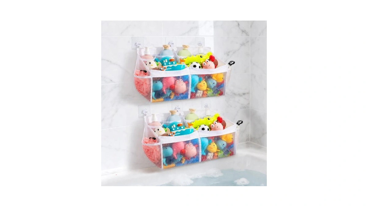 Criusia 2 Pack Large Bath Toy Organizer With 2 Compartments