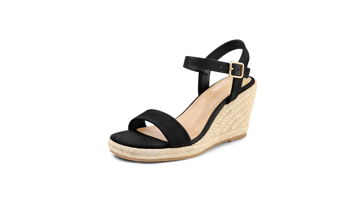 Mysoft Women's Platform Espadrille Wedge Sandals Square Open Toe Ankle