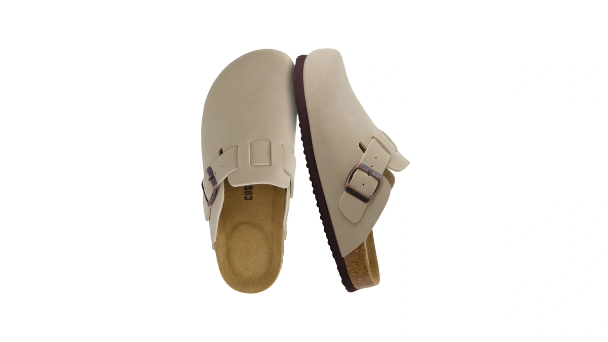 Cushionaire Hana Clogs For Women, Cork Footbed Potato Shoes, Stone