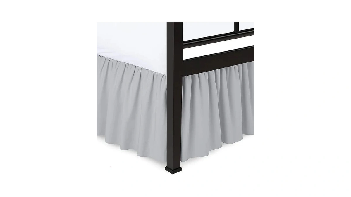 Shreem Linen Ruffled Bed Skirt With Split Corners, Gathered Style,