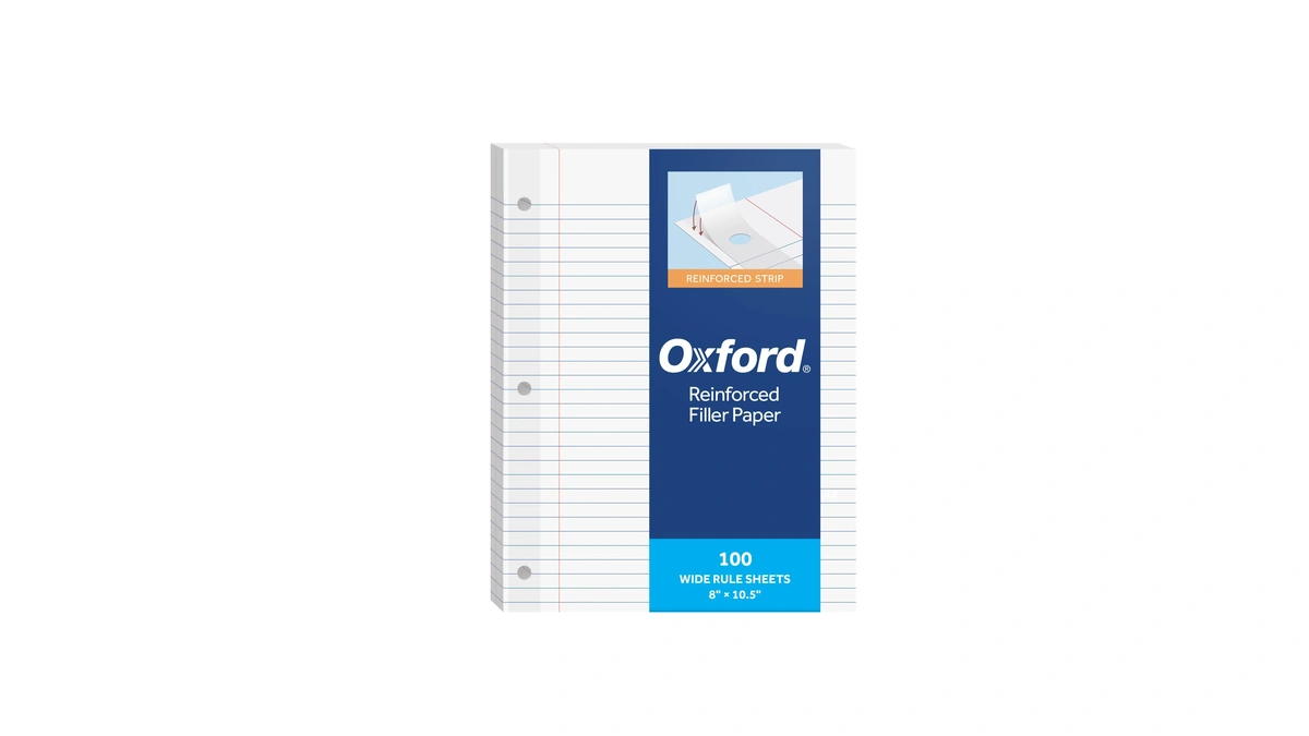 Oxford Reinforced Lined Loose Leaf Notebook Paper, College Rule, 100