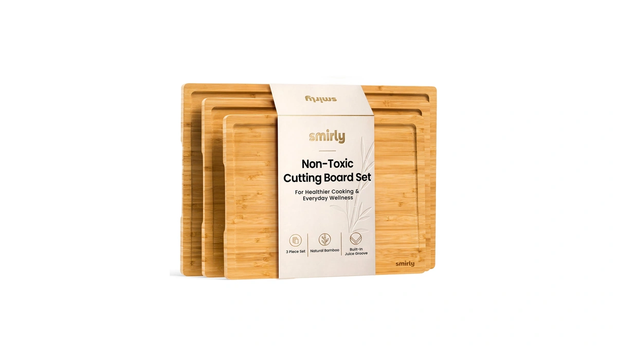 Smirly Wood Cutting Board - 3 Pack Cuttings Board For