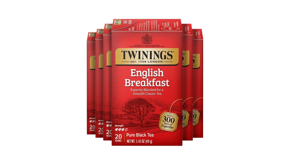Twinings English Breakfast Black Tea Individually Wrapped Bags, 20 Count