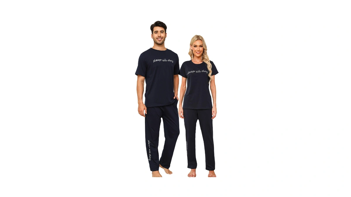 Eishopeer Women's Pajama Set Printed Short Sleeve Top & Long