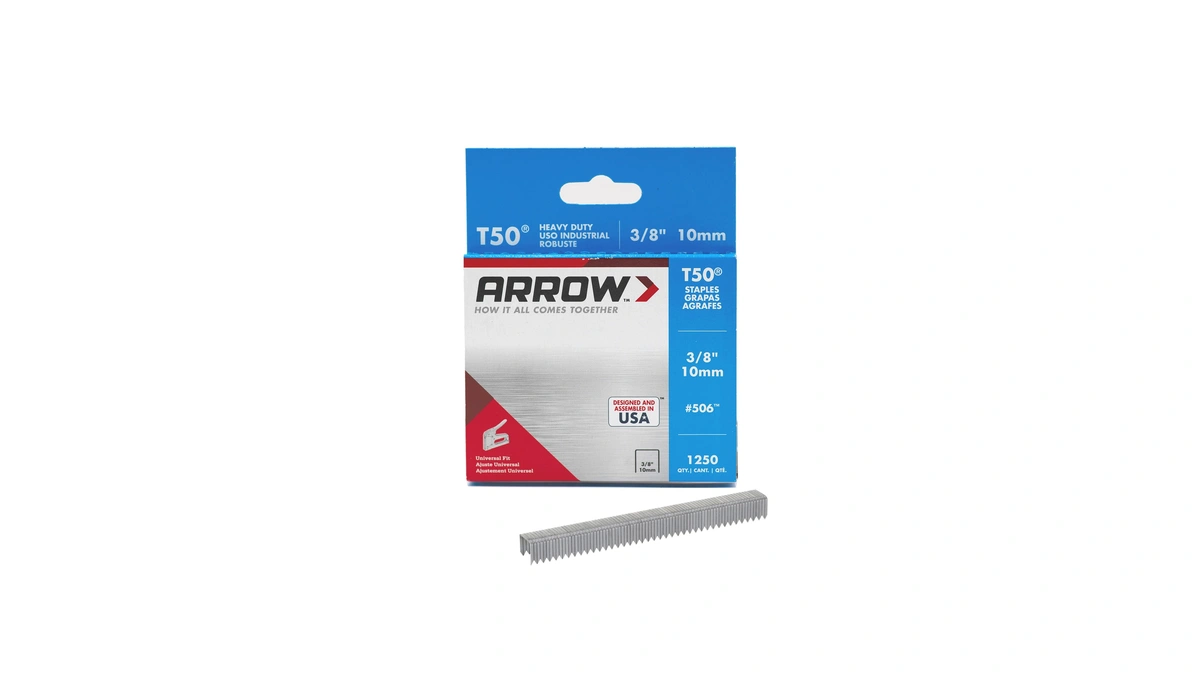 Arrow 506 T50 Heavy Duty Staples, 3/8-inch Leg Length, 3/8-inch