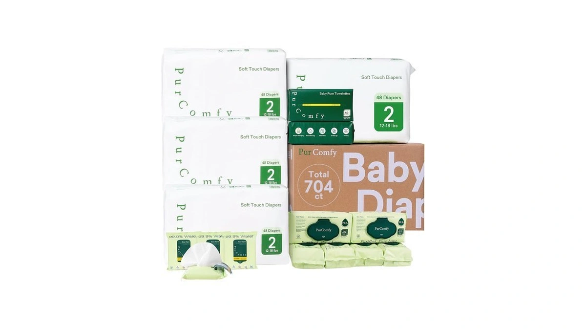 Purcomfy Baby Diapers And Wipes Kit, Size 2, Baby Wipes,