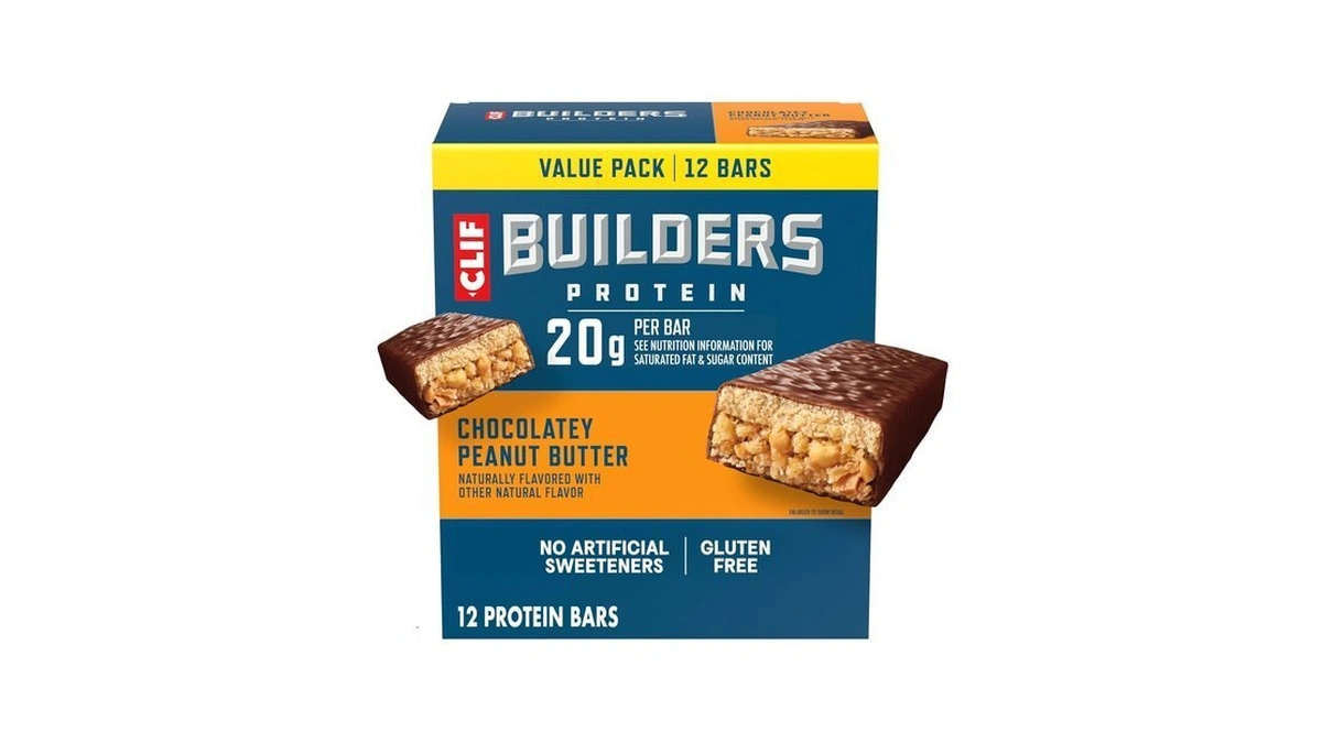 Clif Builders Protein Bars, Chocolatey Peanut Butter, Gluten Free, 12